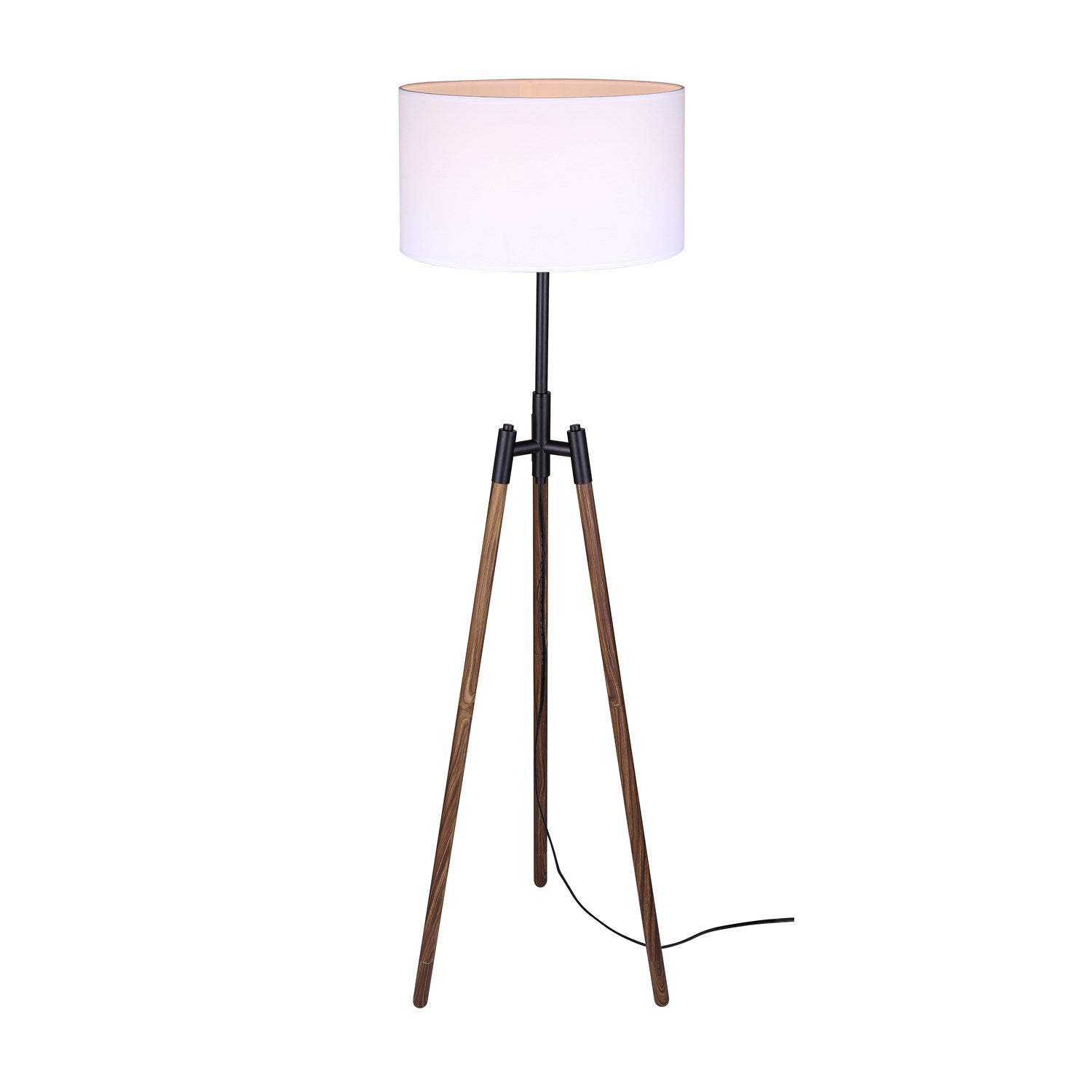 Floor Lamp In Matte Black And Faux Woodgrain Finish by Canarm