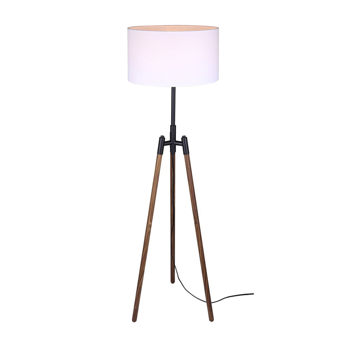 Floor Lamp In Matte Black And Faux Woodgrain Finish by Canarm