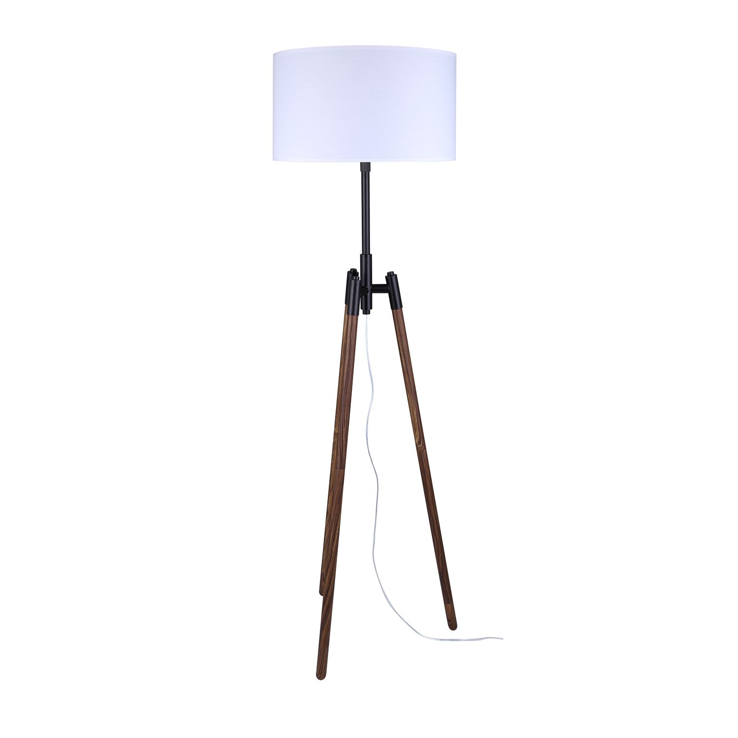 Floor Lamp In Matte Black And Faux Woodgrain Finish