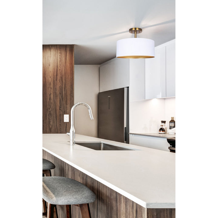 Semi-Flush Mount In Matte White Finish