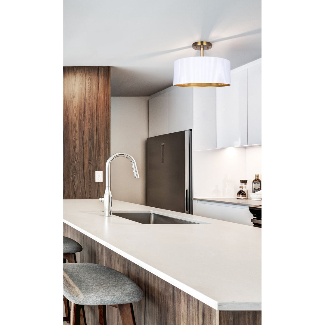 Semi-Flush Mount In Matte White Finish