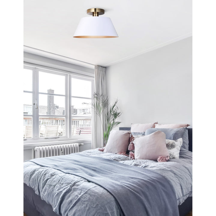 Semi-Flush Mount In Matte White Finish