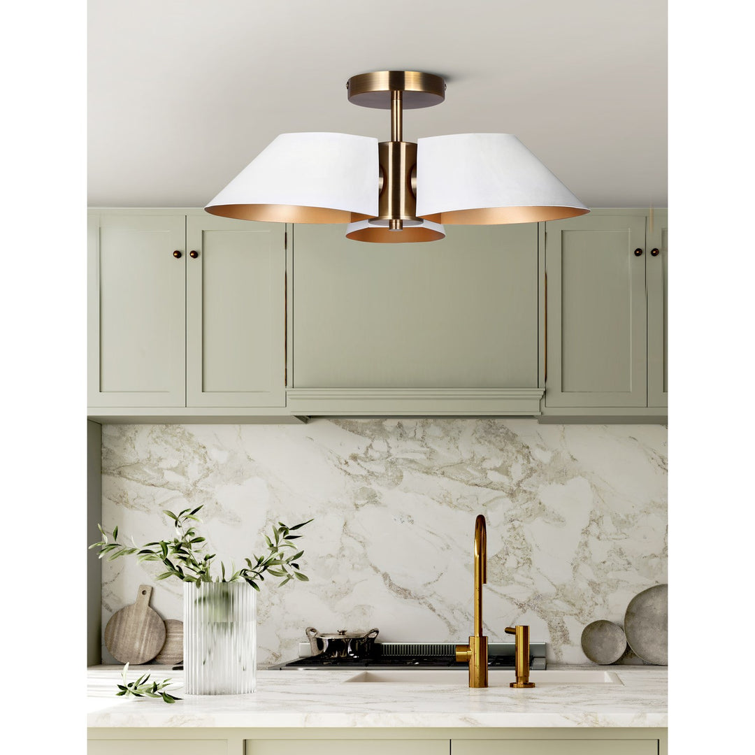 Semi-Flush Mount In Matte White Finish