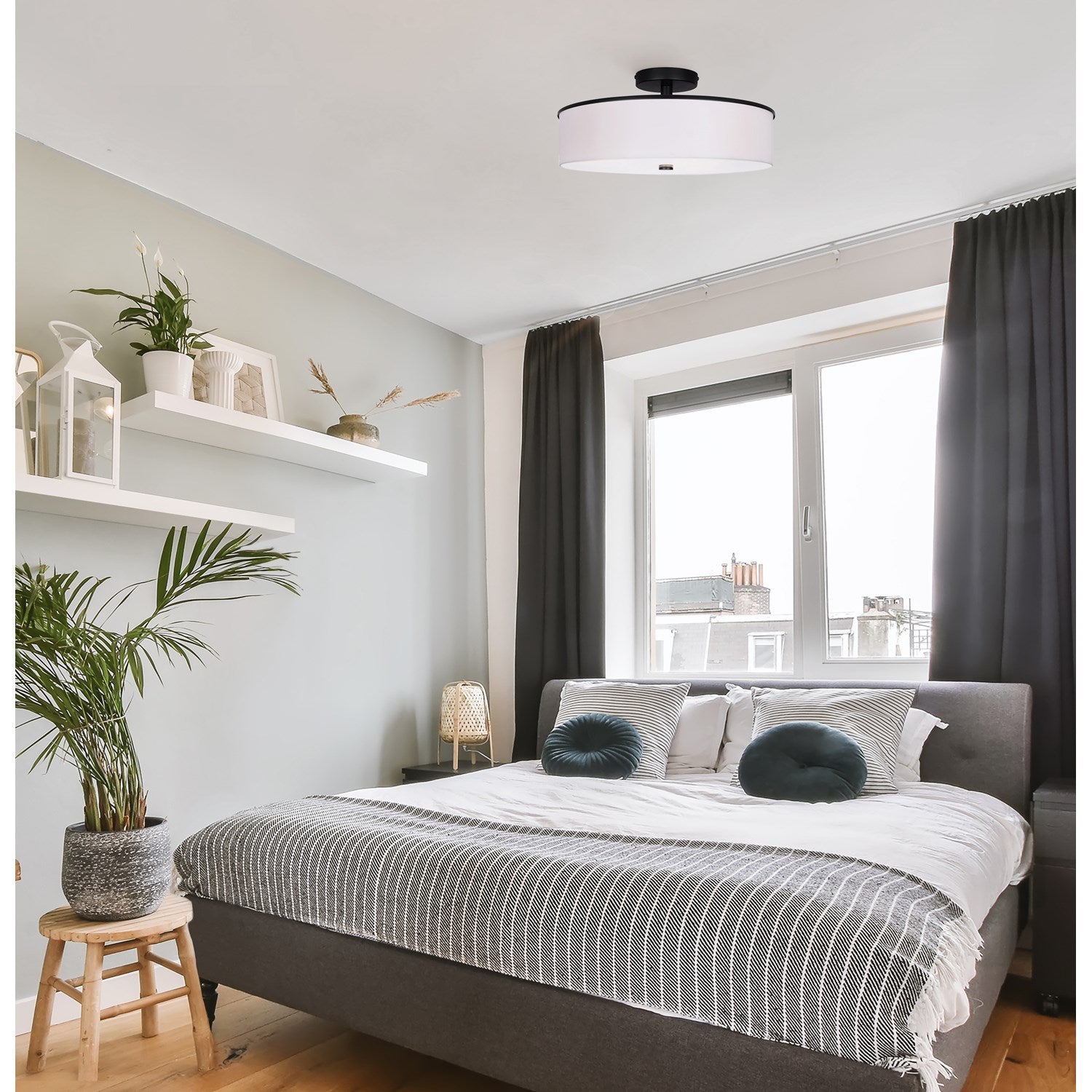 Semi-Flush Mount In Matte Black Finish