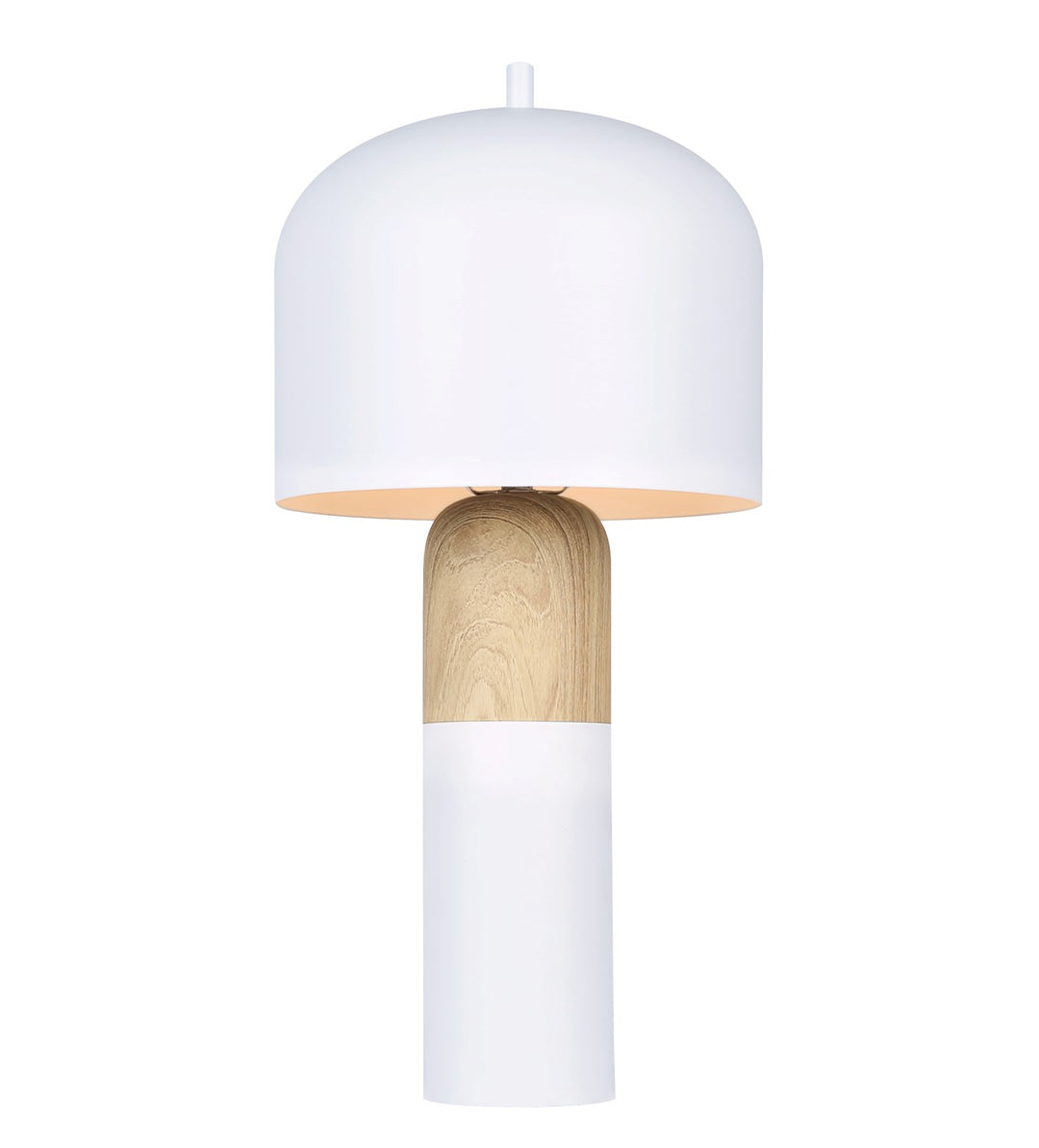 Table Lamp In Matte White & Faux Wood Finish by Canarm