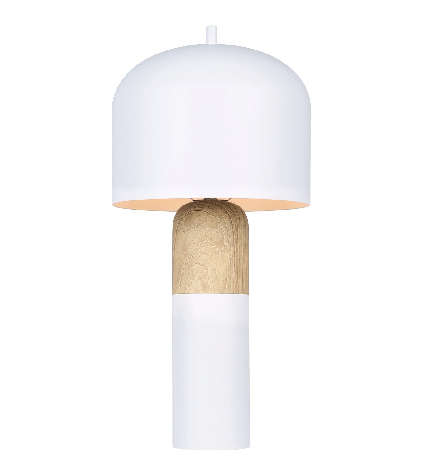 Table Lamp In Matte White & Faux Wood Finish by Canarm