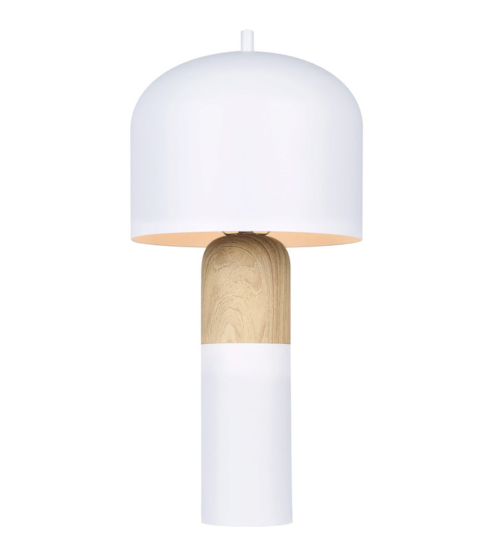 Table Lamp In Matte White & Faux Wood Finish by Canarm