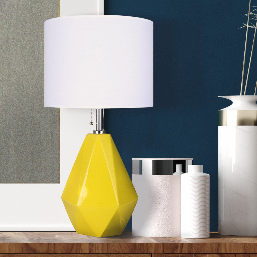 Table Lamp In Vibrant Yellow And Chrome Finish