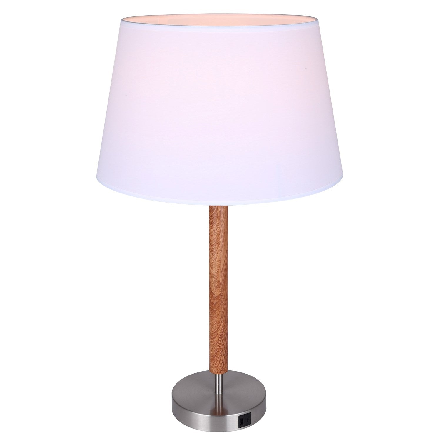Table Lamp In Brushed Nickel And Faux Wood Finish by Canarm