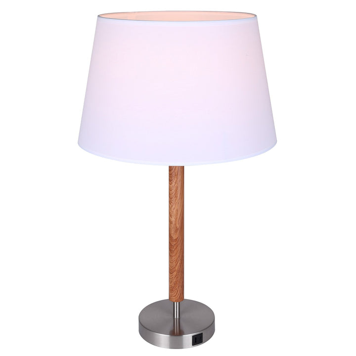 Table Lamp In Brushed Nickel And Faux Wood Finish by Canarm