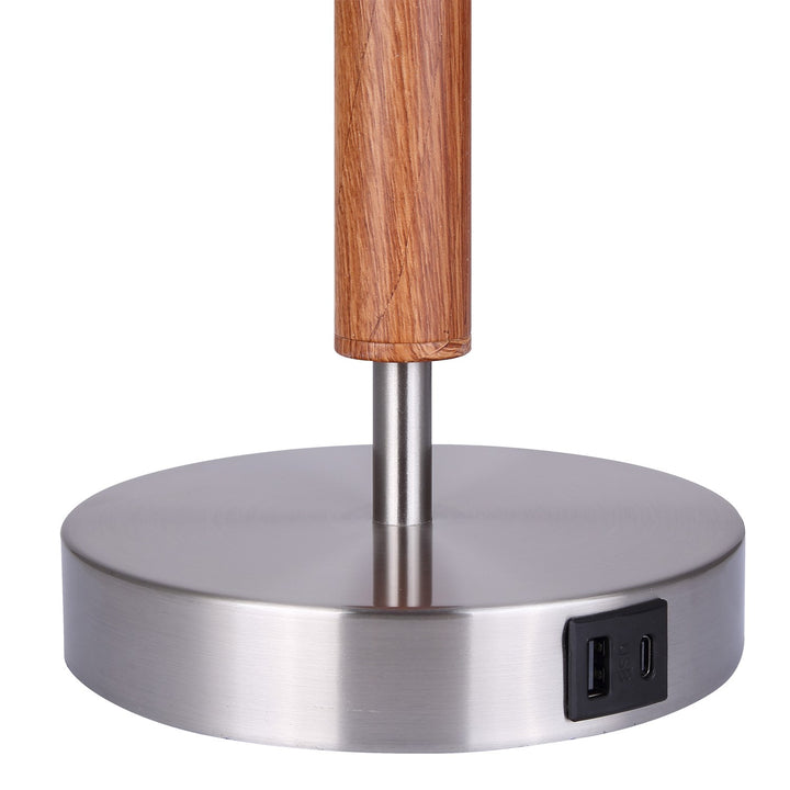Table Lamp In Brushed Nickel And Faux Wood Finish