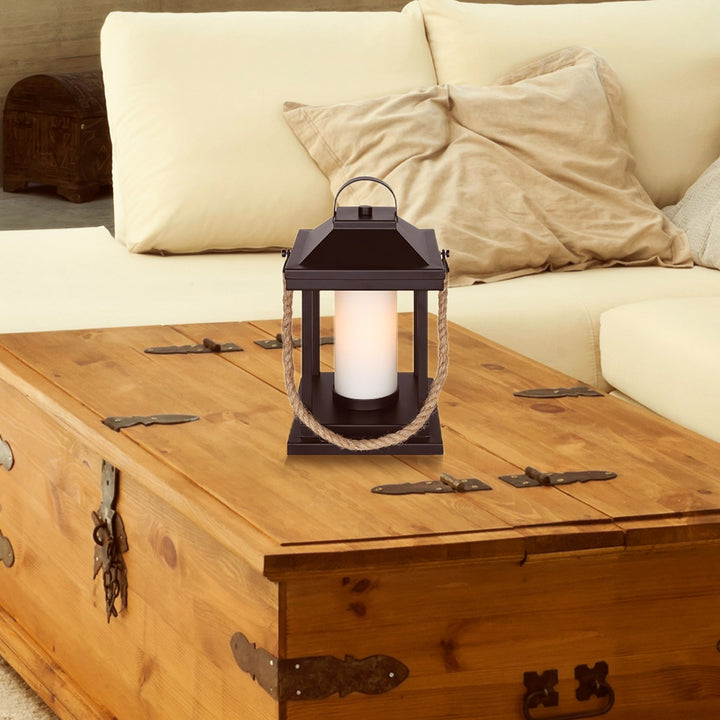 Table Lamp In Matte Black And Rope Finish