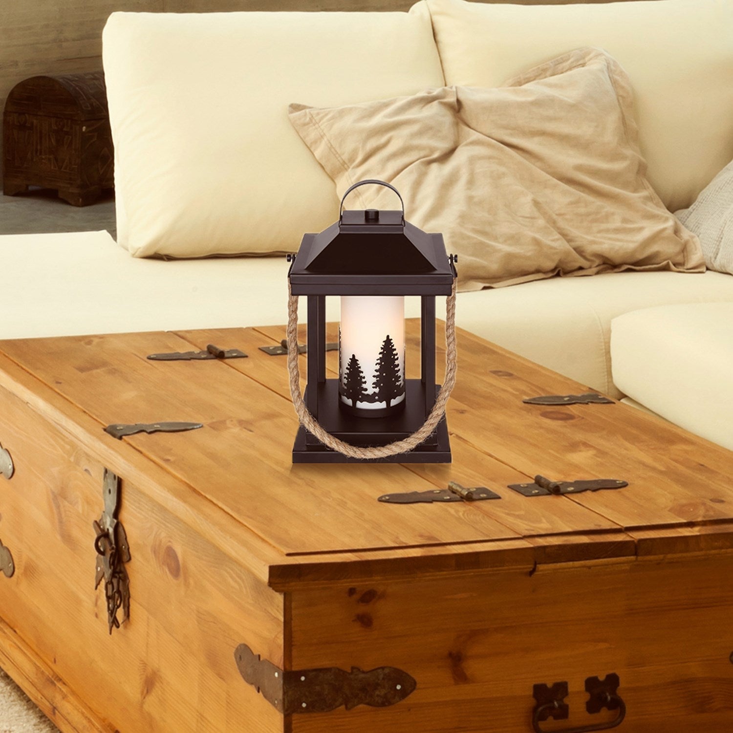 Table Lamp In Matte Black And Rope Finish