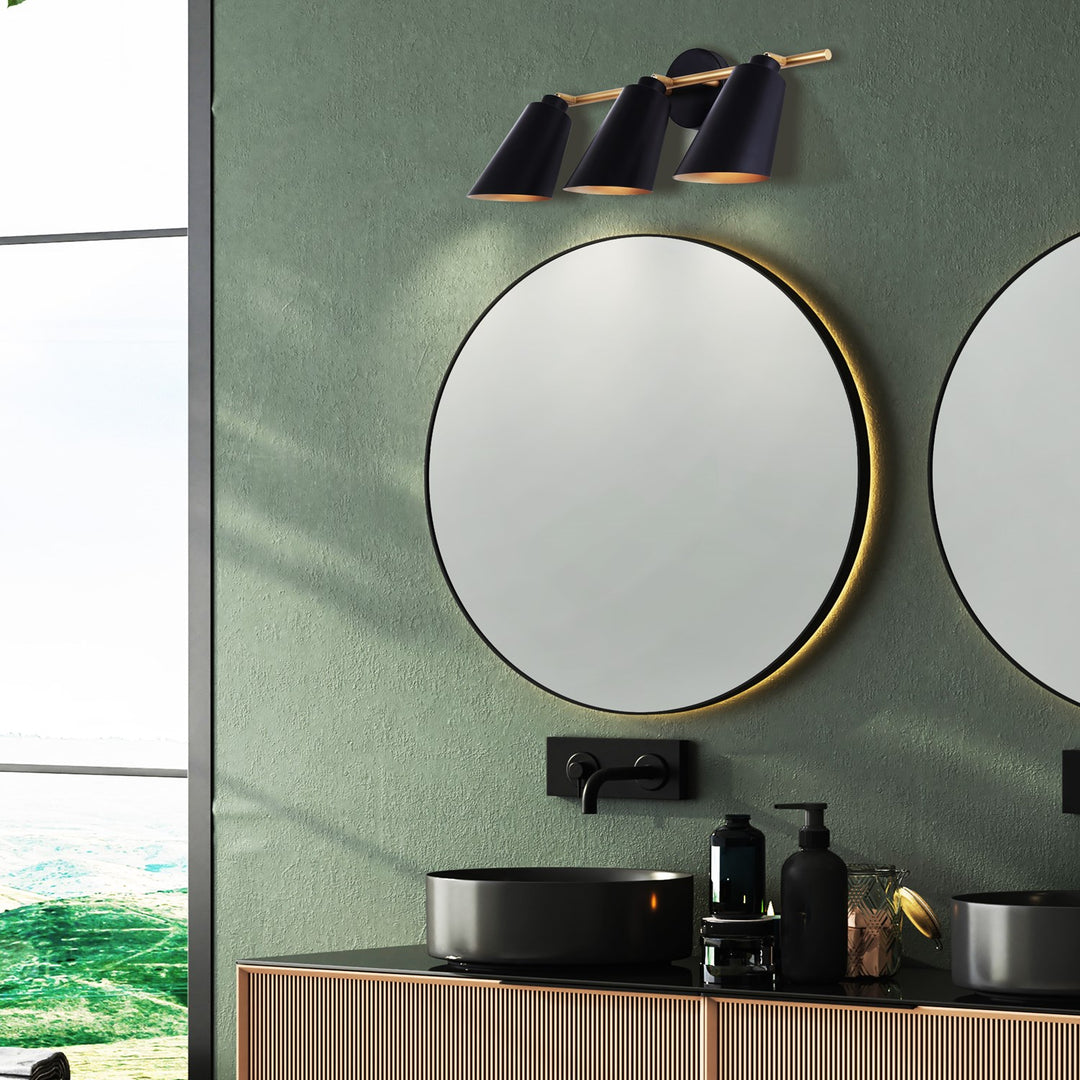 Vanity In Matte Black And Gold Finish