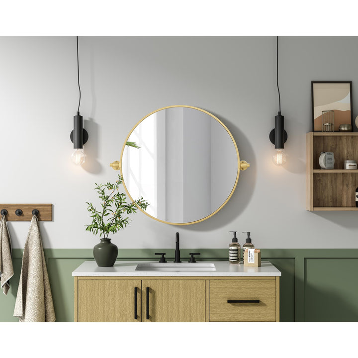24X24 Pivot Mirror In Brass
