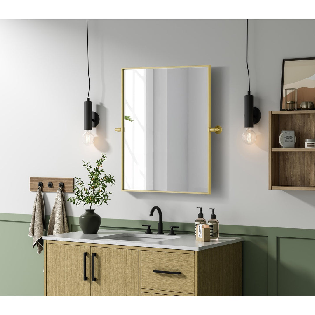 24X30 Pivot Mirror In Brass