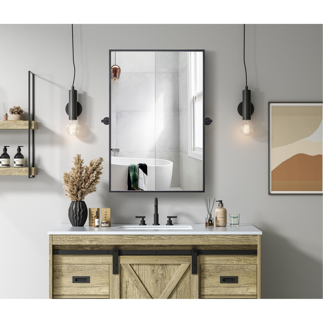 24X36 Pivot Mirror In Black
