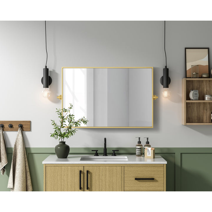 24X36 Pivot Mirror In Brass