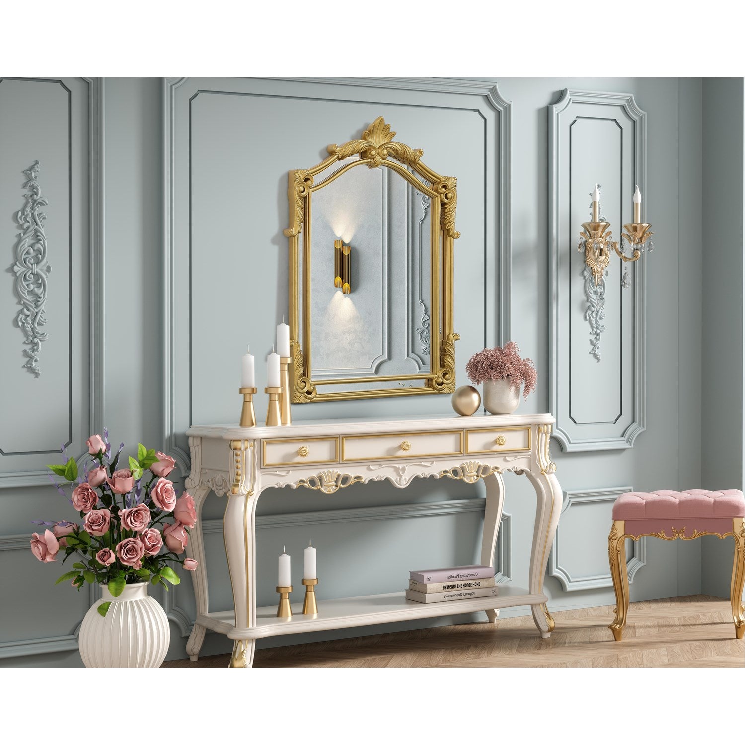 28.5X42 Traditional Mirror In Gold Leaf