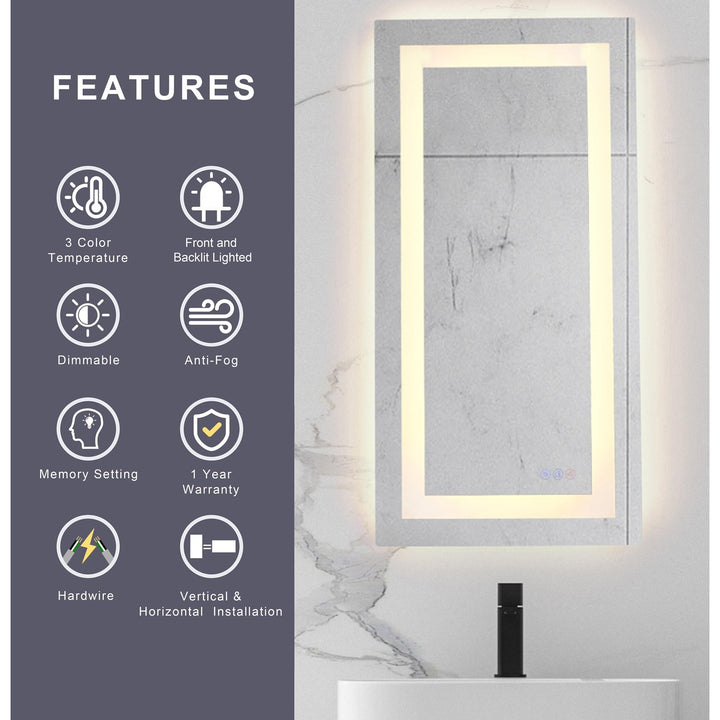 40X20 Led Mirror, Adjustable Color 3000K/4200K/6400K