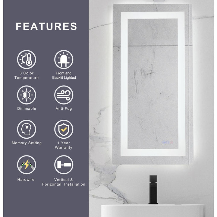 36X30 Led Mirror, Adjustable Color 3000K/4200K/6400K