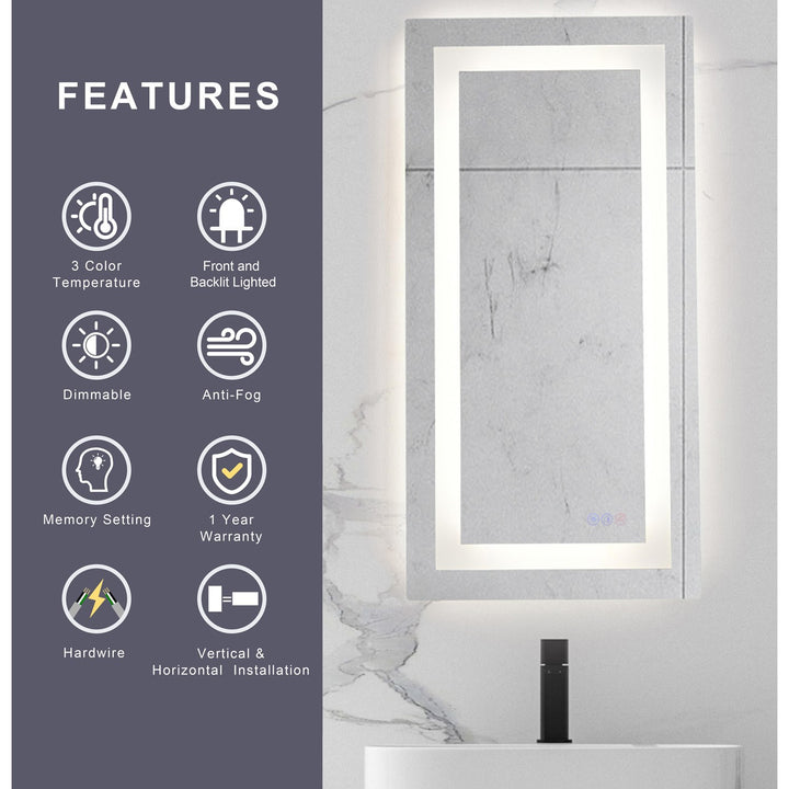 36X30 Led Mirror, Adjustable Color 3000K/4200K/6400K