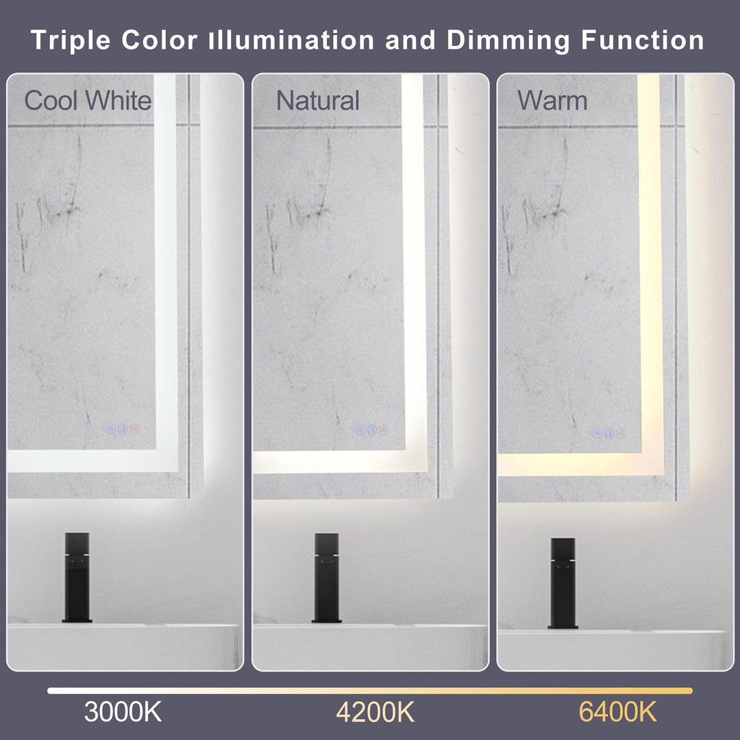36X30 Led Mirror, Adjustable Color 3000K/4200K/6400K