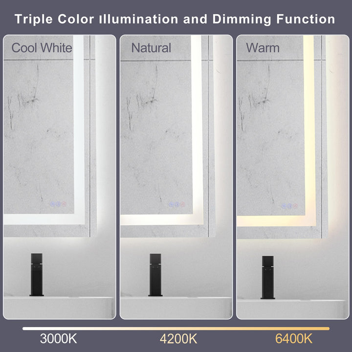 36X30 Led Mirror, Adjustable Color 3000K/4200K/6400K