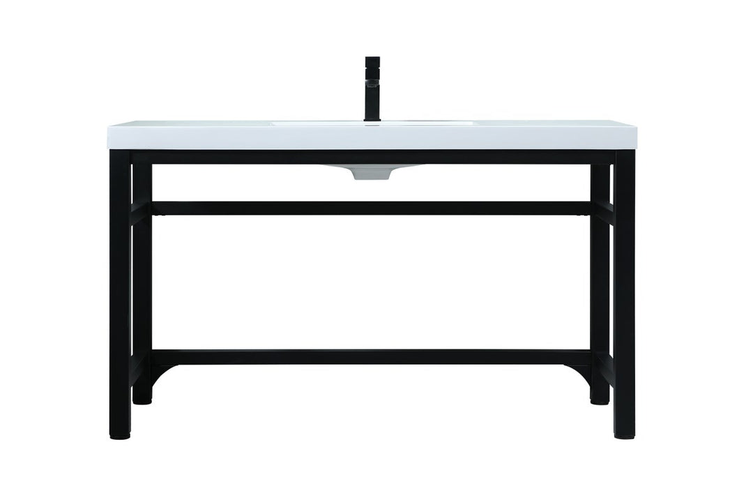54 Inch Ada Compliant Single Bathroom Metal Vanity In Black by Elegant Kitchen and Bath
