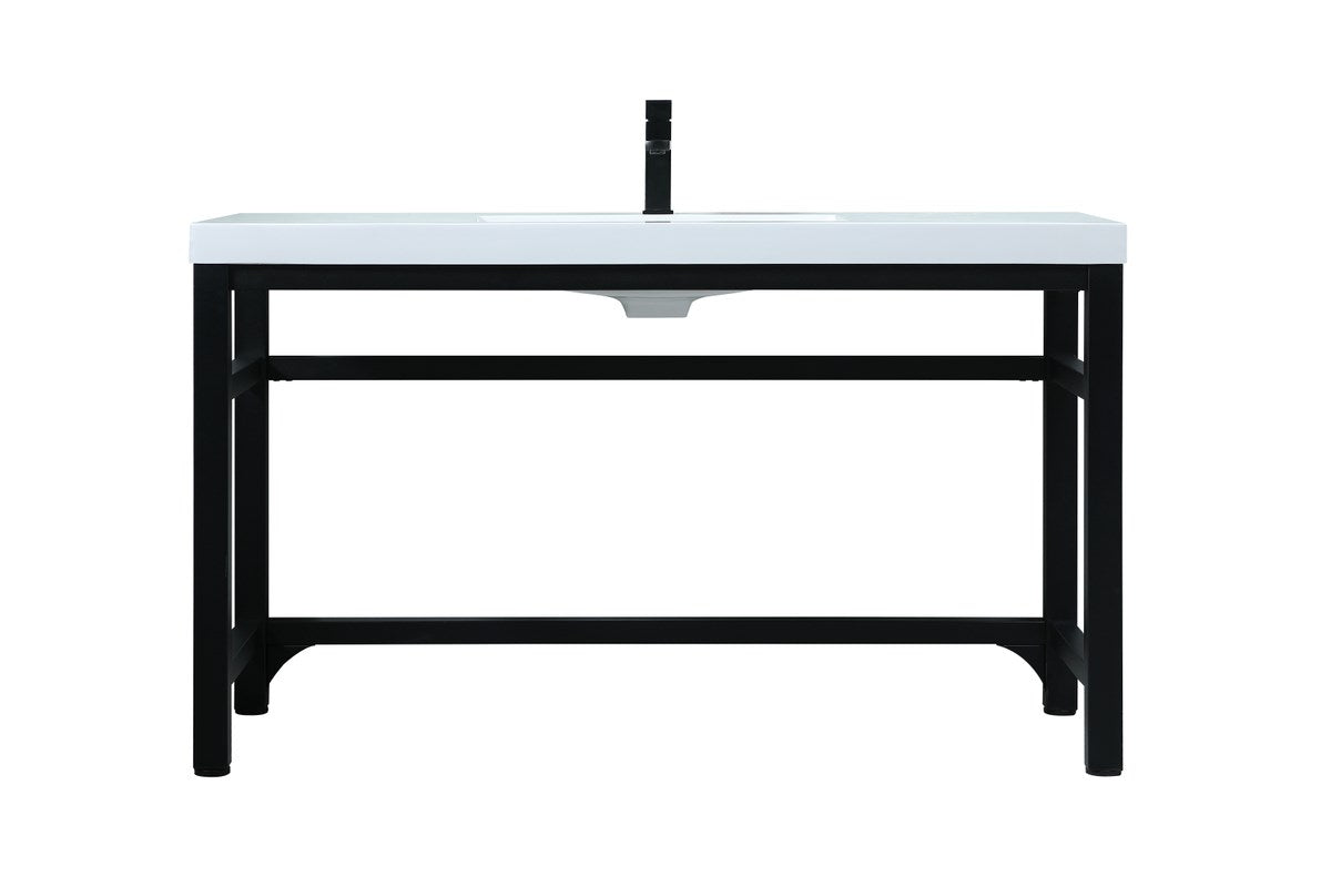 54 Inch Ada Compliant Single Bathroom Metal Vanity In Black by Elegant Kitchen and Bath