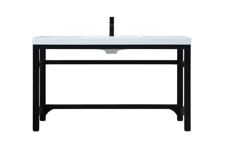 54 Inch Ada Compliant Single Bathroom Metal Vanity In Black by Elegant Kitchen and Bath