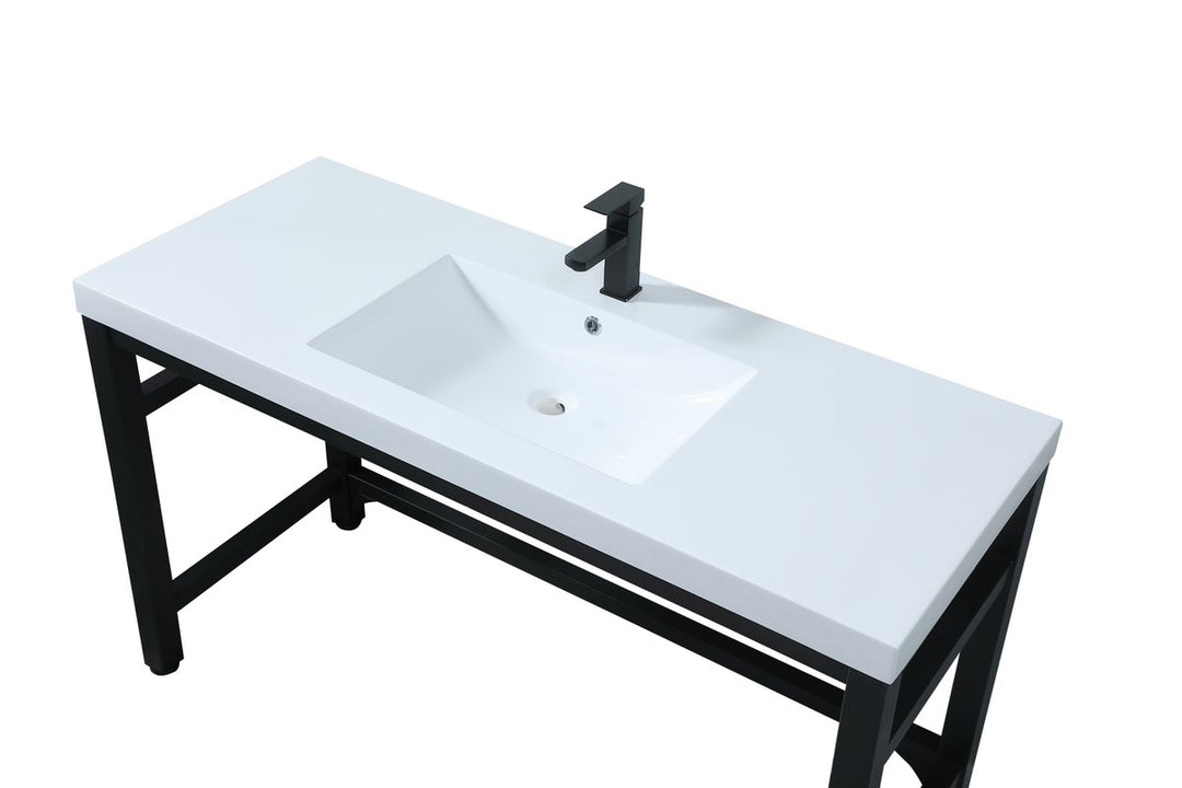 54 Inch Ada Compliant Single Bathroom Metal Vanity In Black