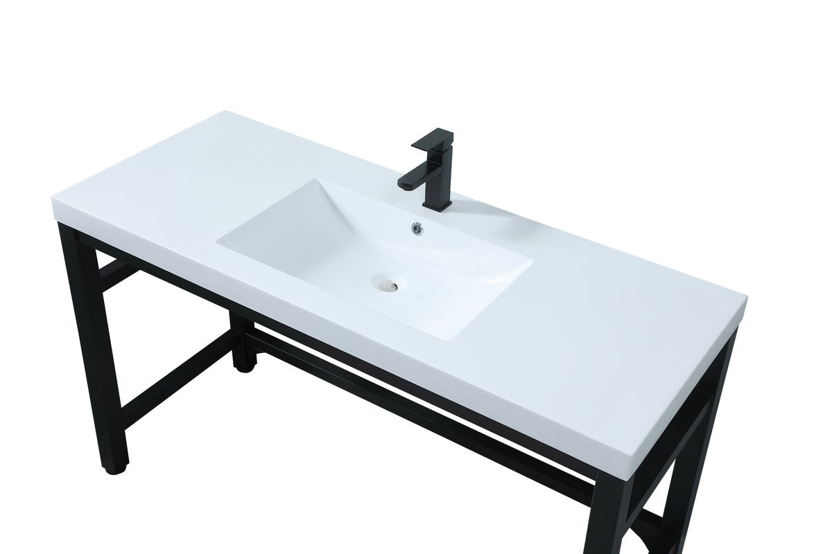 54 Inch Ada Compliant Single Bathroom Metal Vanity In Black