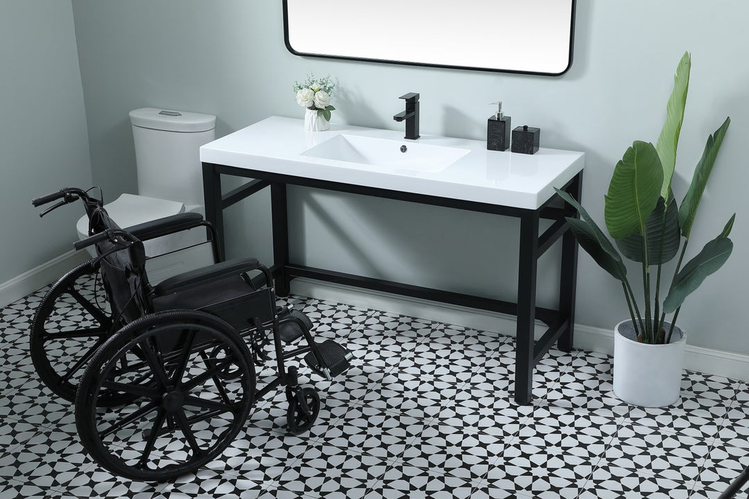 54 Inch Ada Compliant Single Bathroom Metal Vanity In Black