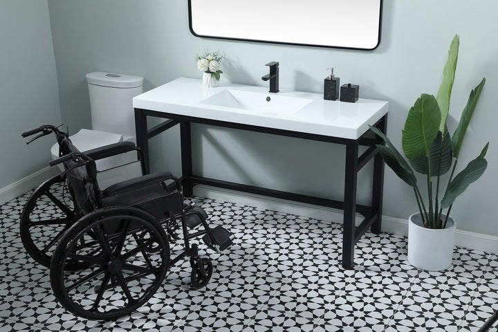 54 Inch Ada Compliant Single Bathroom Metal Vanity In Black