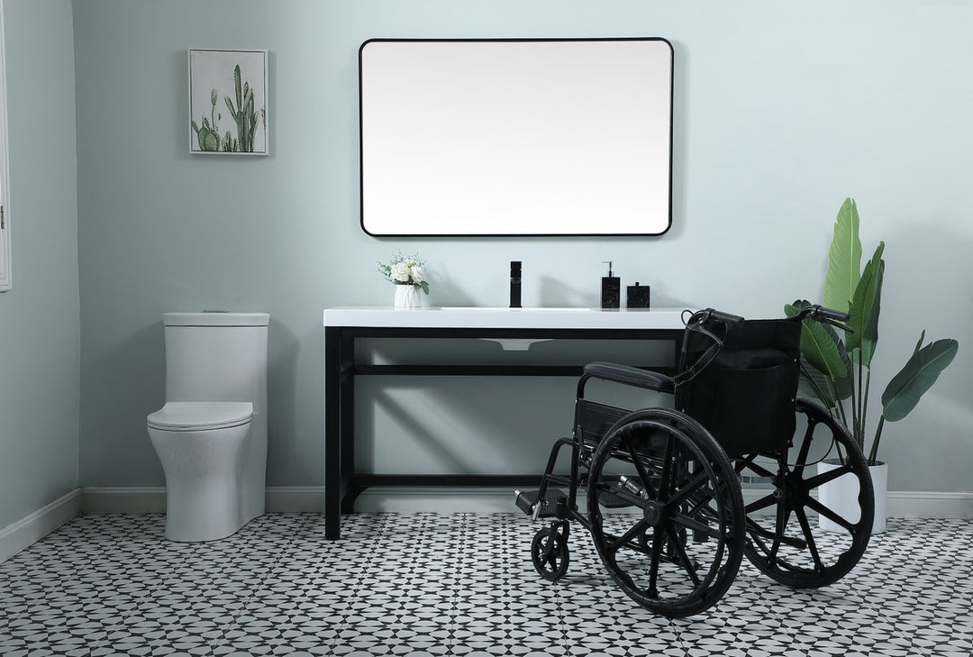 54 Inch Ada Compliant Single Bathroom Metal Vanity In Black