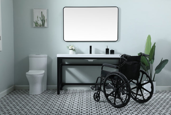 54 Inch Ada Compliant Single Bathroom Metal Vanity In Black