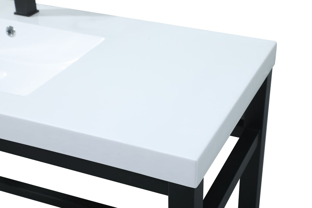 54 Inch Ada Compliant Single Bathroom Metal Vanity In Black
