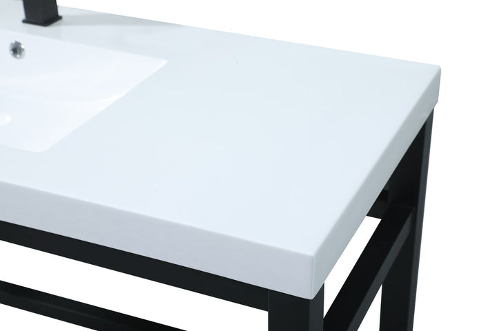 54 Inch Ada Compliant Single Bathroom Metal Vanity In Black