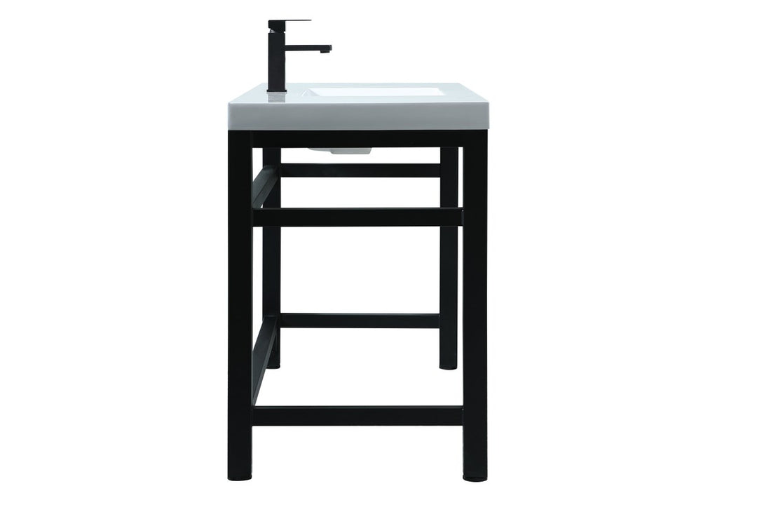 54 Inch Ada Compliant Single Bathroom Metal Vanity In Black