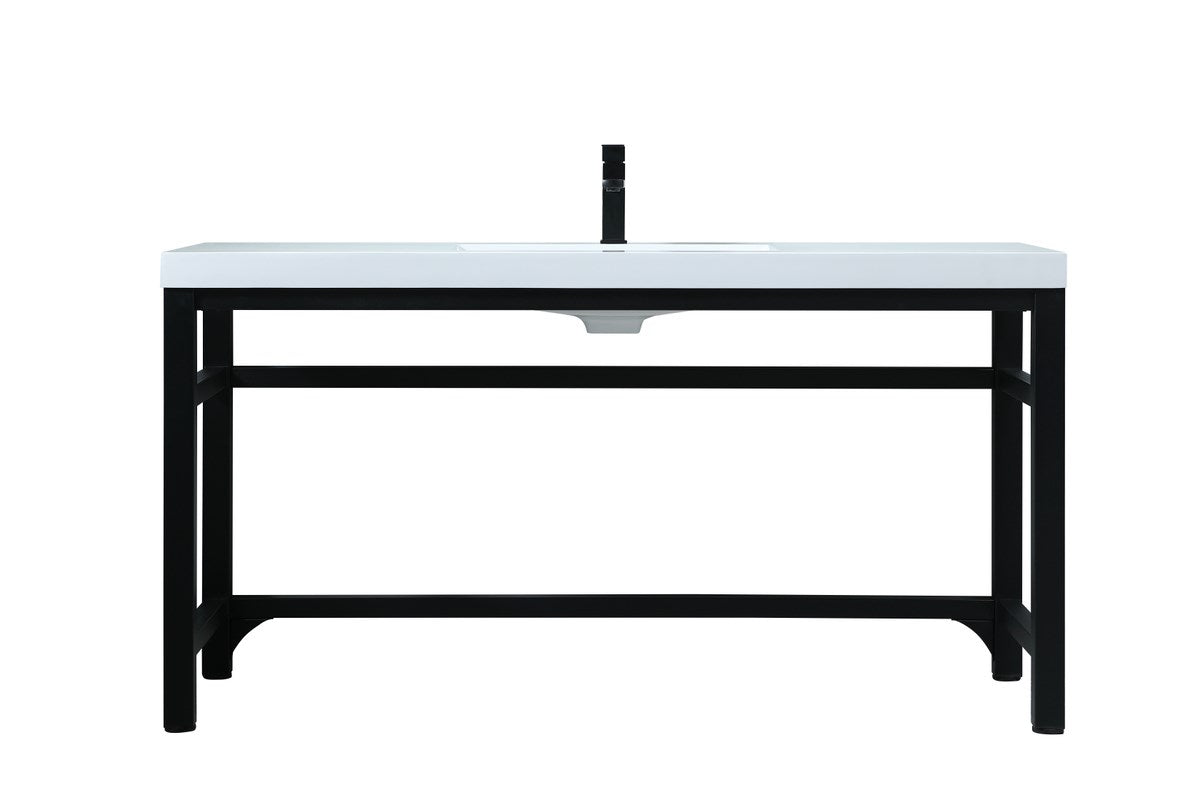 60 Inch Ada Compliant Single Bathroom Metal Vanity In Black by Elegant Kitchen and Bath