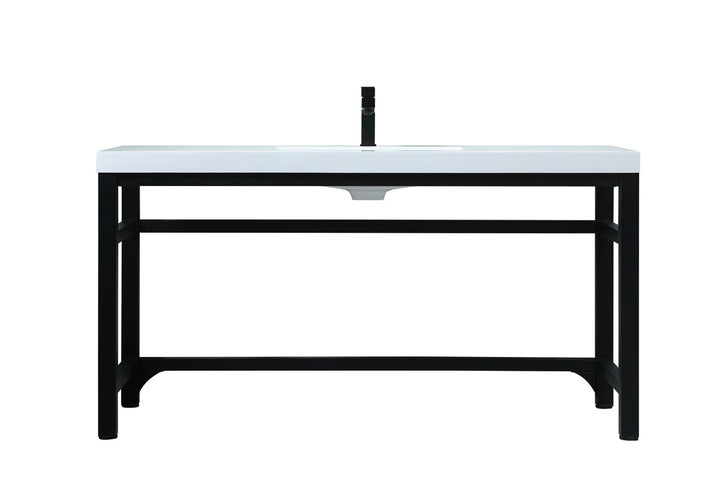 60 Inch Ada Compliant Single Bathroom Metal Vanity In Black by Elegant Kitchen and Bath