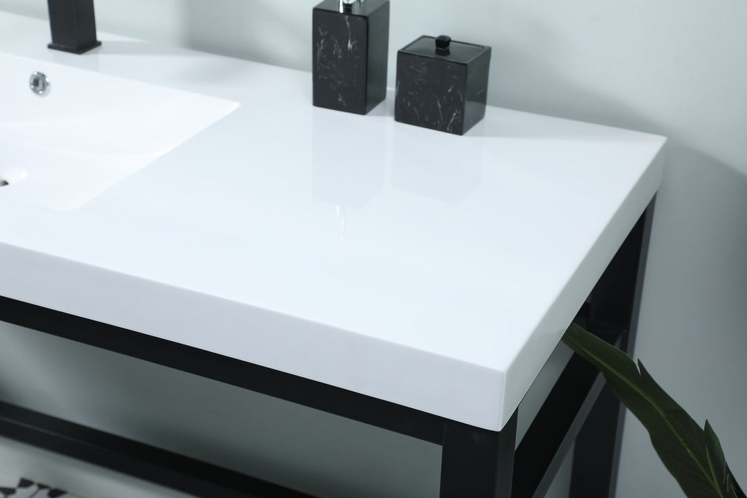 60 Inch Ada Compliant Single Bathroom Metal Vanity In Black