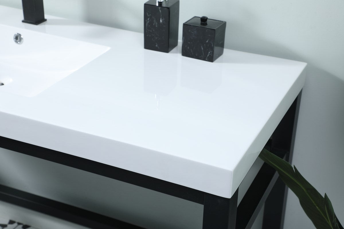 60 Inch Ada Compliant Single Bathroom Metal Vanity In Black