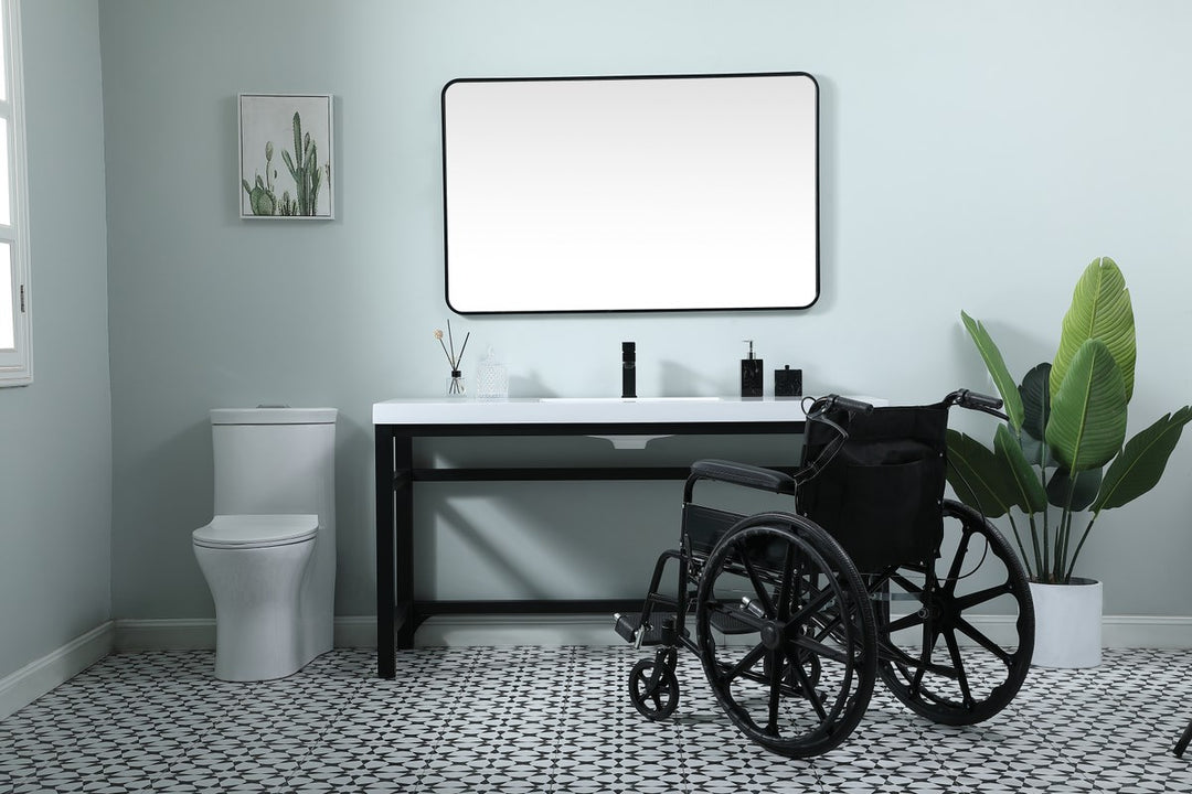 60 Inch Ada Compliant Single Bathroom Metal Vanity In Black