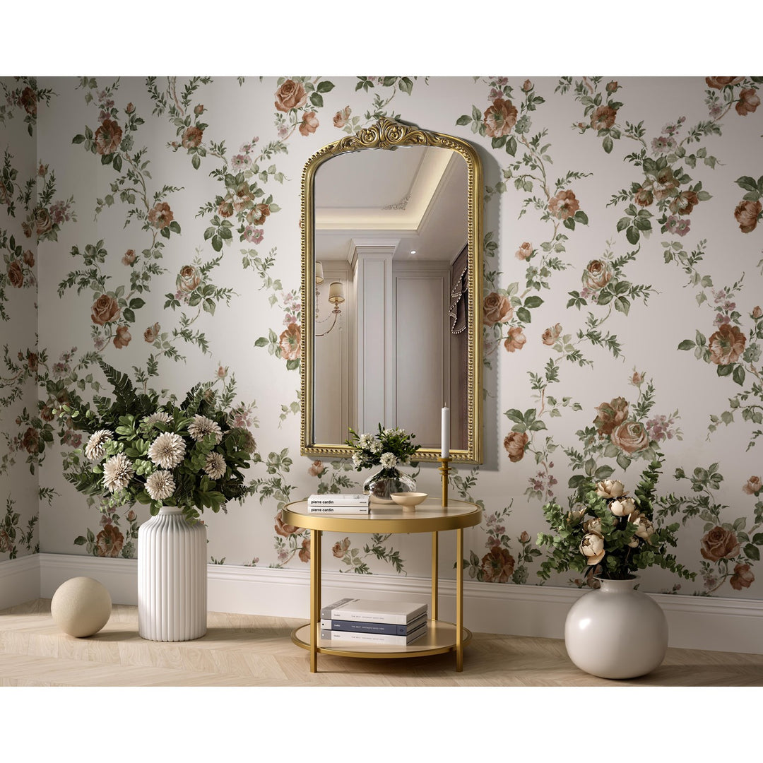 Vintage Resin Mirror 22X36 In Antique Brass