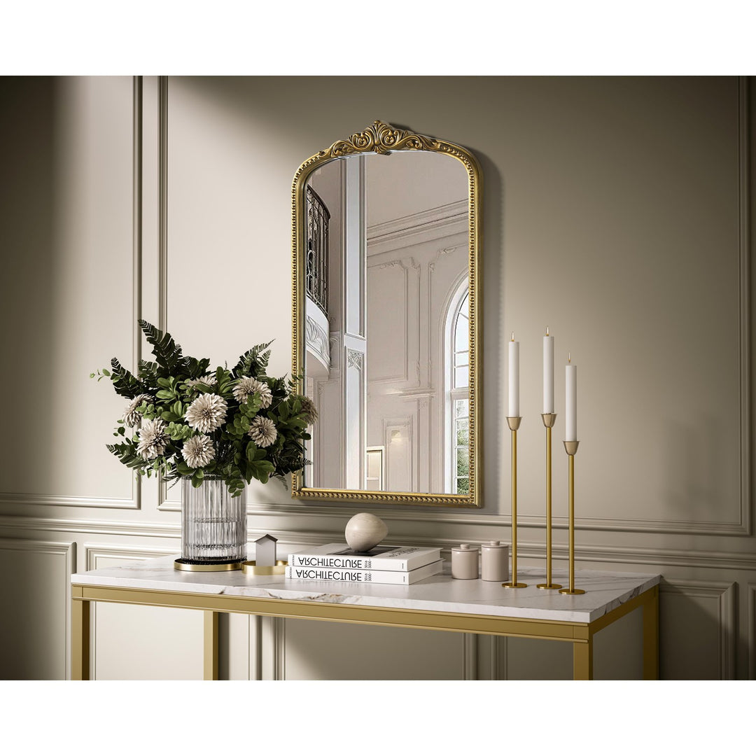 Vintage Resin Mirror 24X42 In Antique Brass
