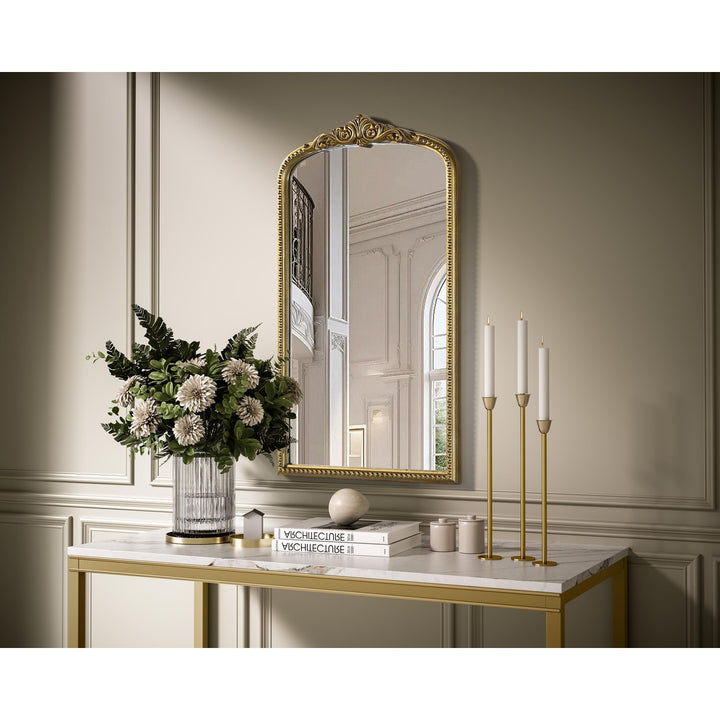 Vintage Resin Mirror 24X42 In Antique Brass