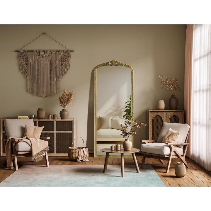 Vintage Resin Mirror 24X60 In Antique Brass