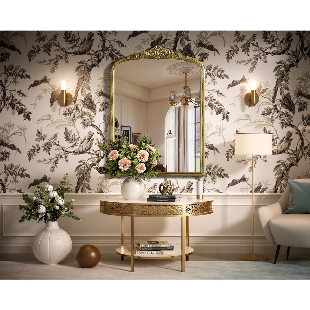 Vintage Resin Mirror 30X42 In Antique Brass